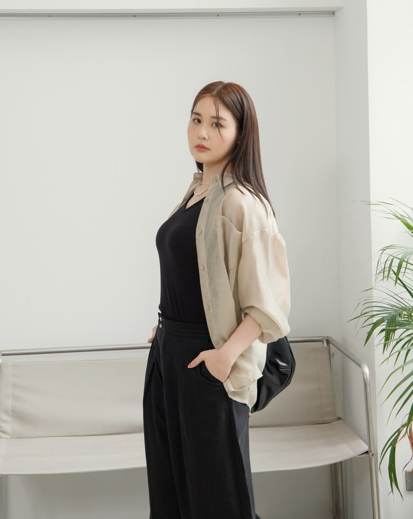天絲透膚涼感襯衫