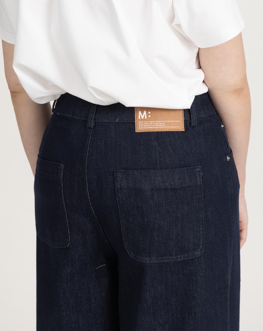 挺版修長車線造型牛仔寬褲