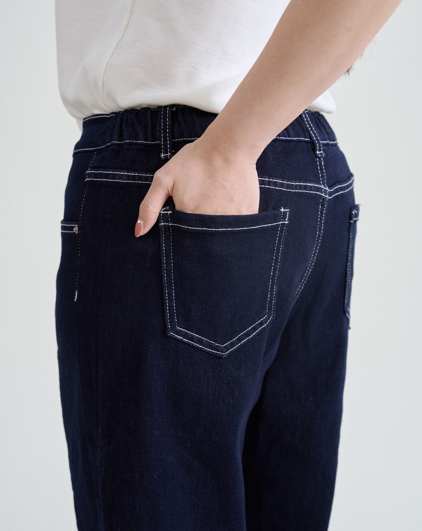 反折車線好彈直筒牛仔褲