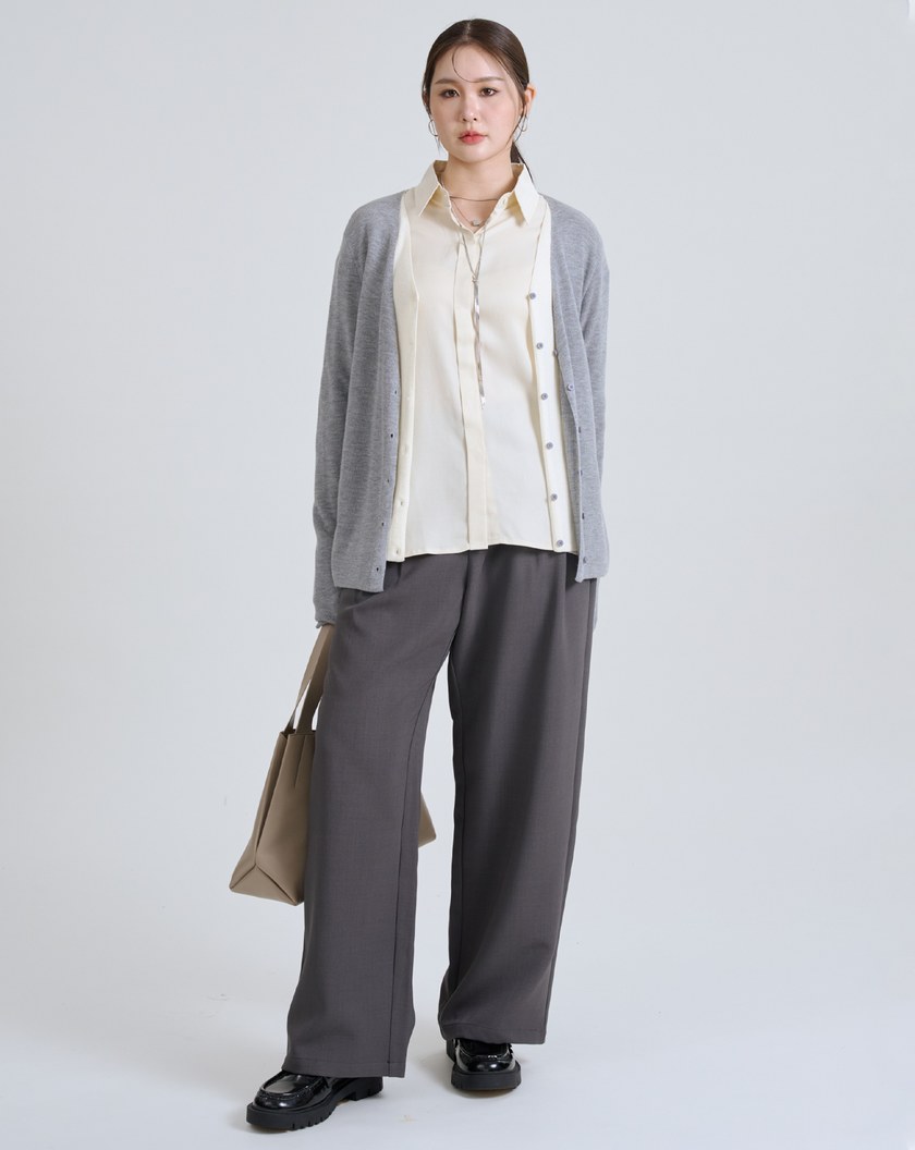 柔軟羊毛假兩件針織外套(三色)