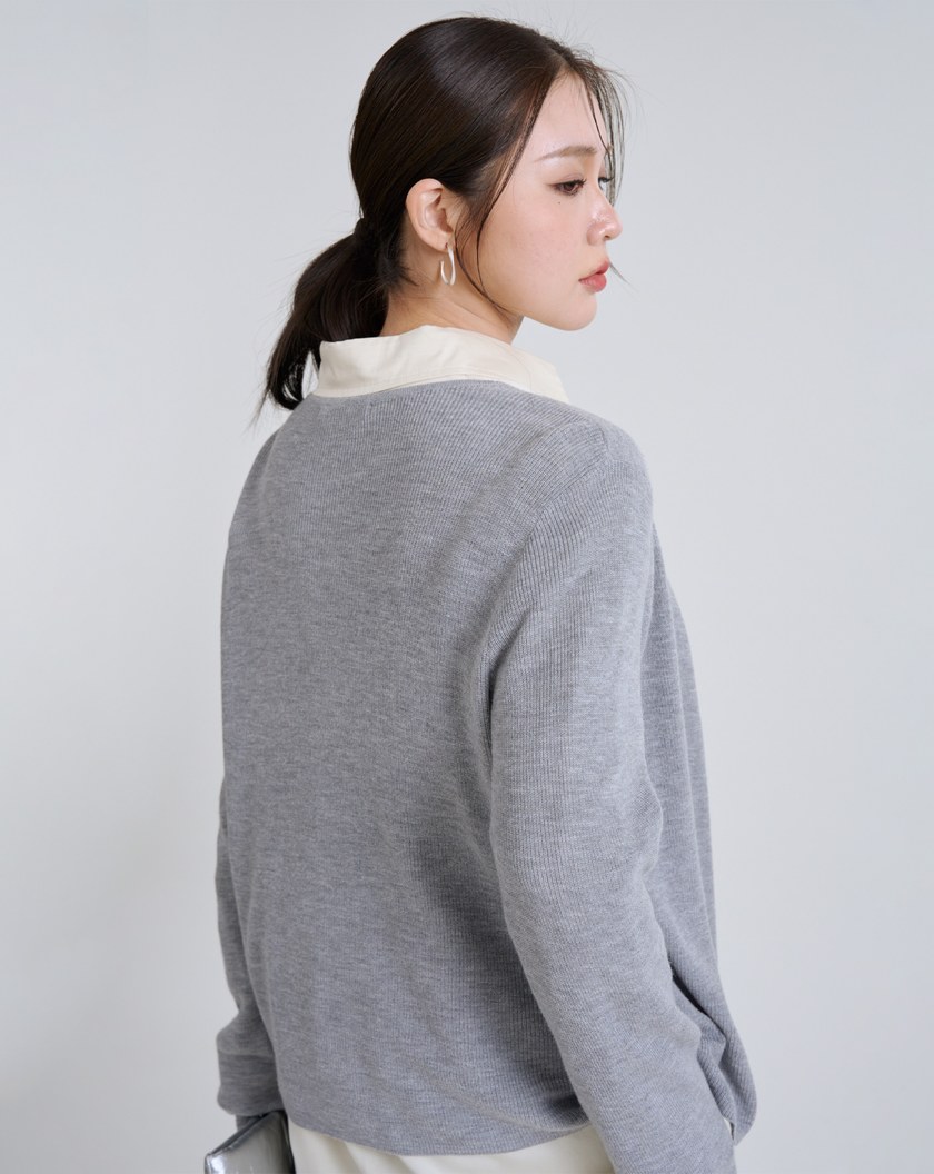 柔軟羊毛假兩件針織外套(三色)