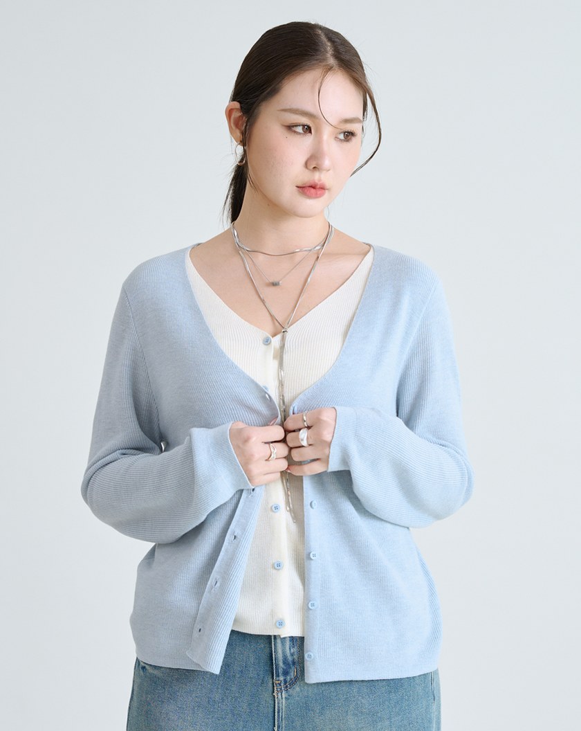 柔軟羊毛假兩件針織外套(三色)