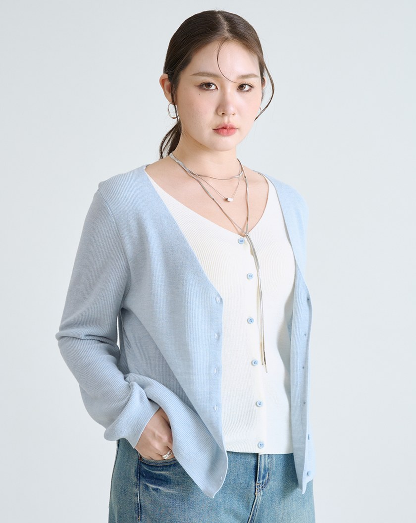 柔軟羊毛假兩件針織外套(三色)