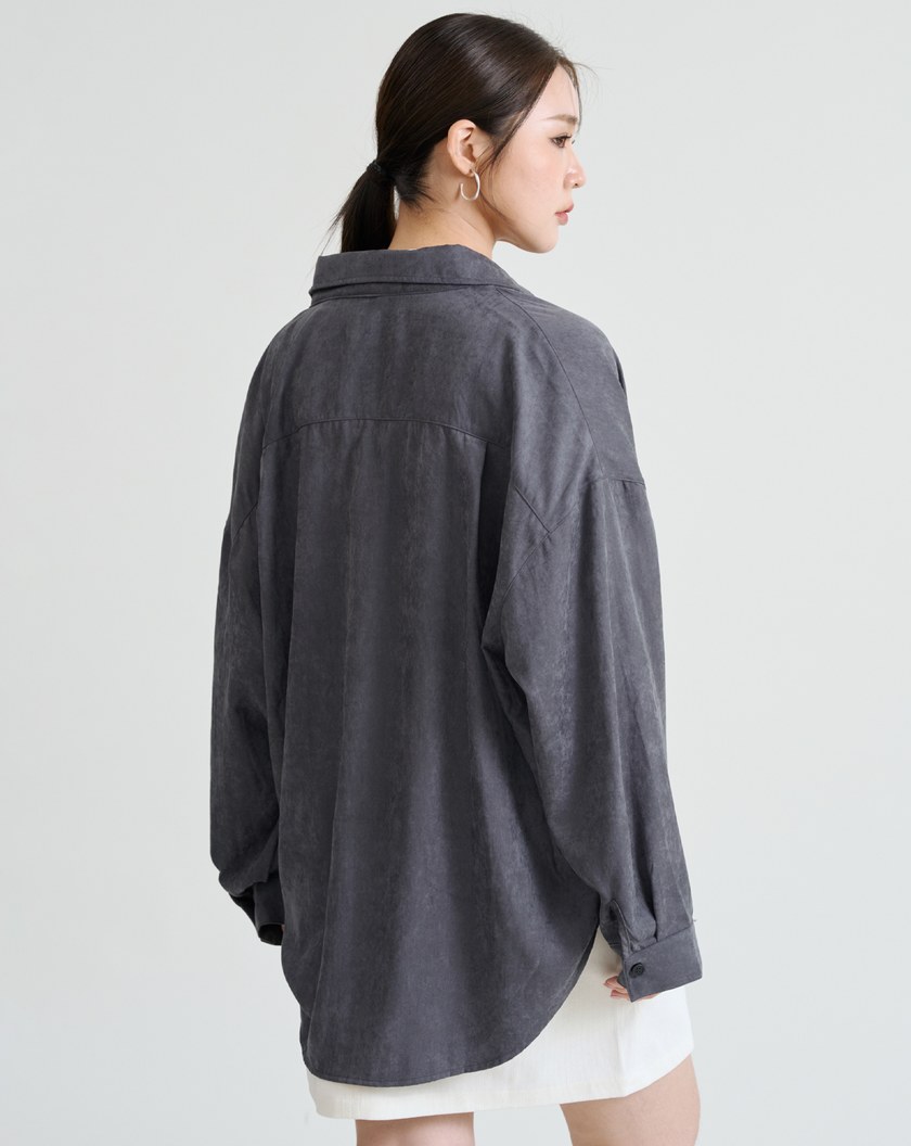 不易皺坑條絨感垂墜襯衫(三色)