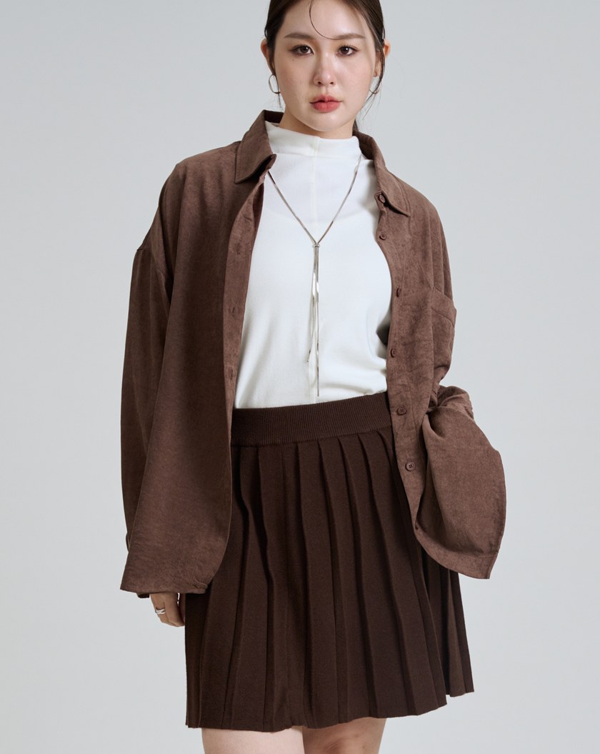 不易皺坑條絨感垂墜襯衫(三色)