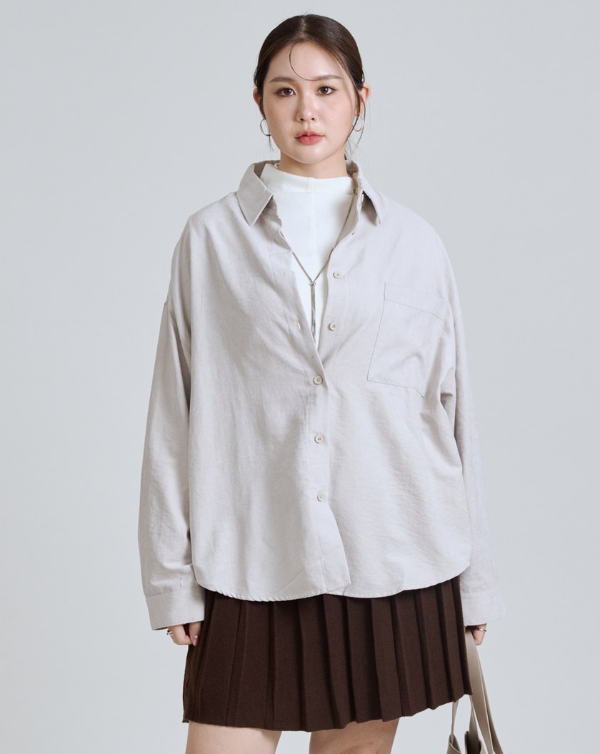 不易皺坑條絨感垂墜襯衫(三色)