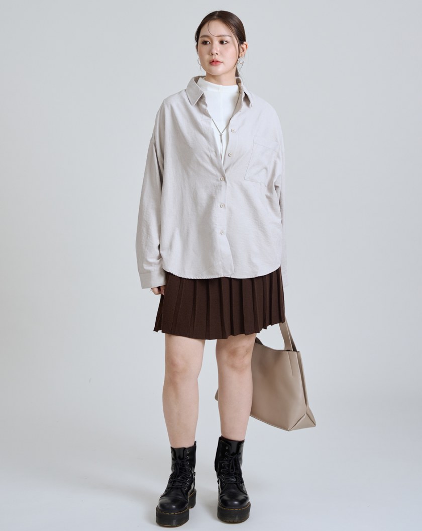 不易皺坑條絨感垂墜襯衫(三色)