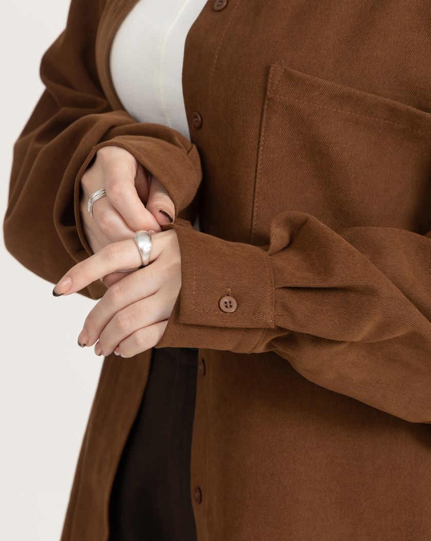 柔霧絨磨毛寬鬆襯衫(四色)