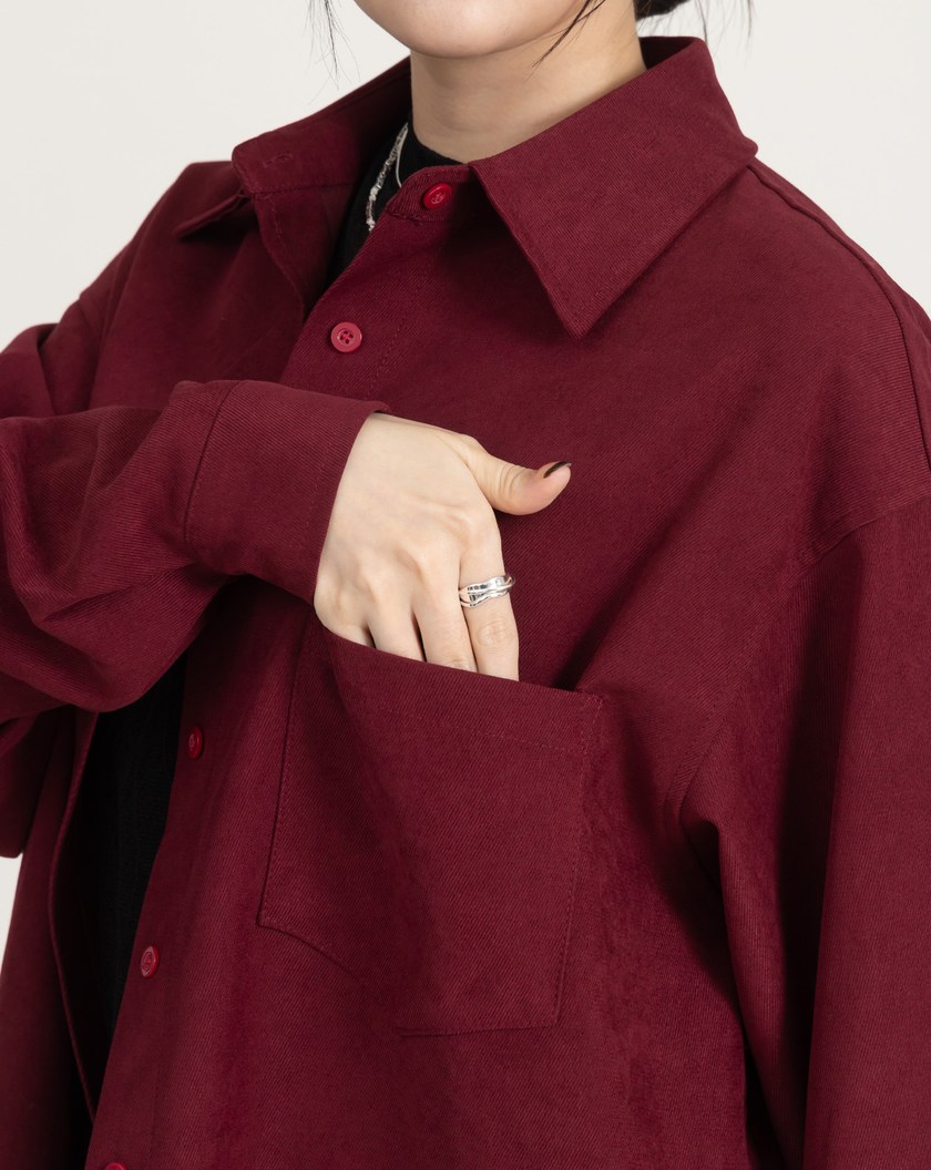 柔霧絨磨毛寬鬆襯衫(四色)