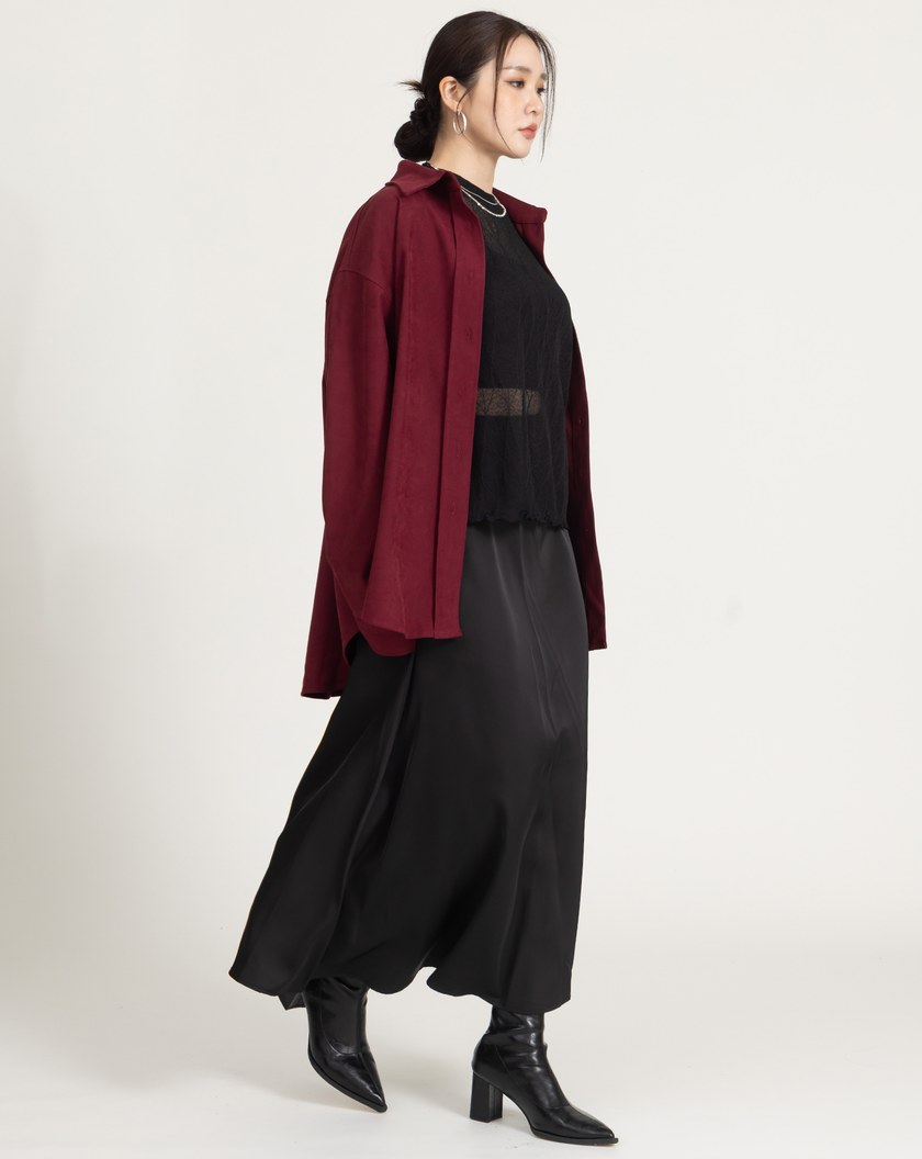 柔霧絨磨毛寬鬆襯衫(四色)