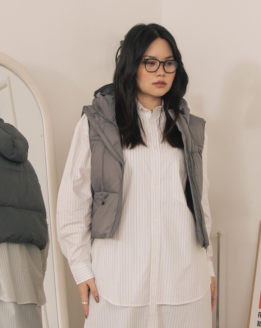 輕盈不臃腫羽絨連帽背心(三色)