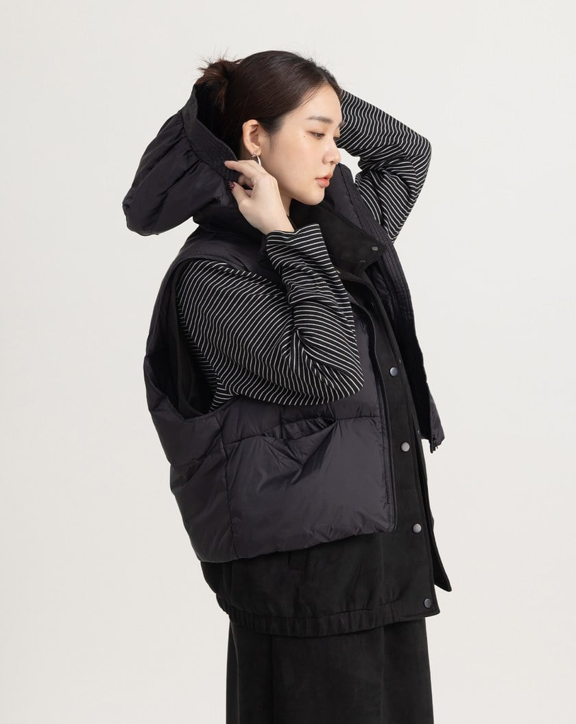 輕盈不臃腫羽絨連帽背心(三色)