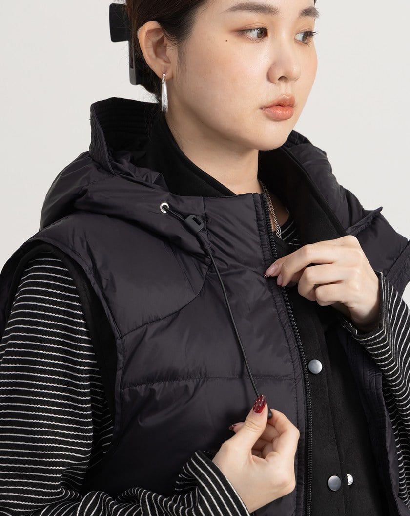 輕盈不臃腫羽絨連帽背心(三色)