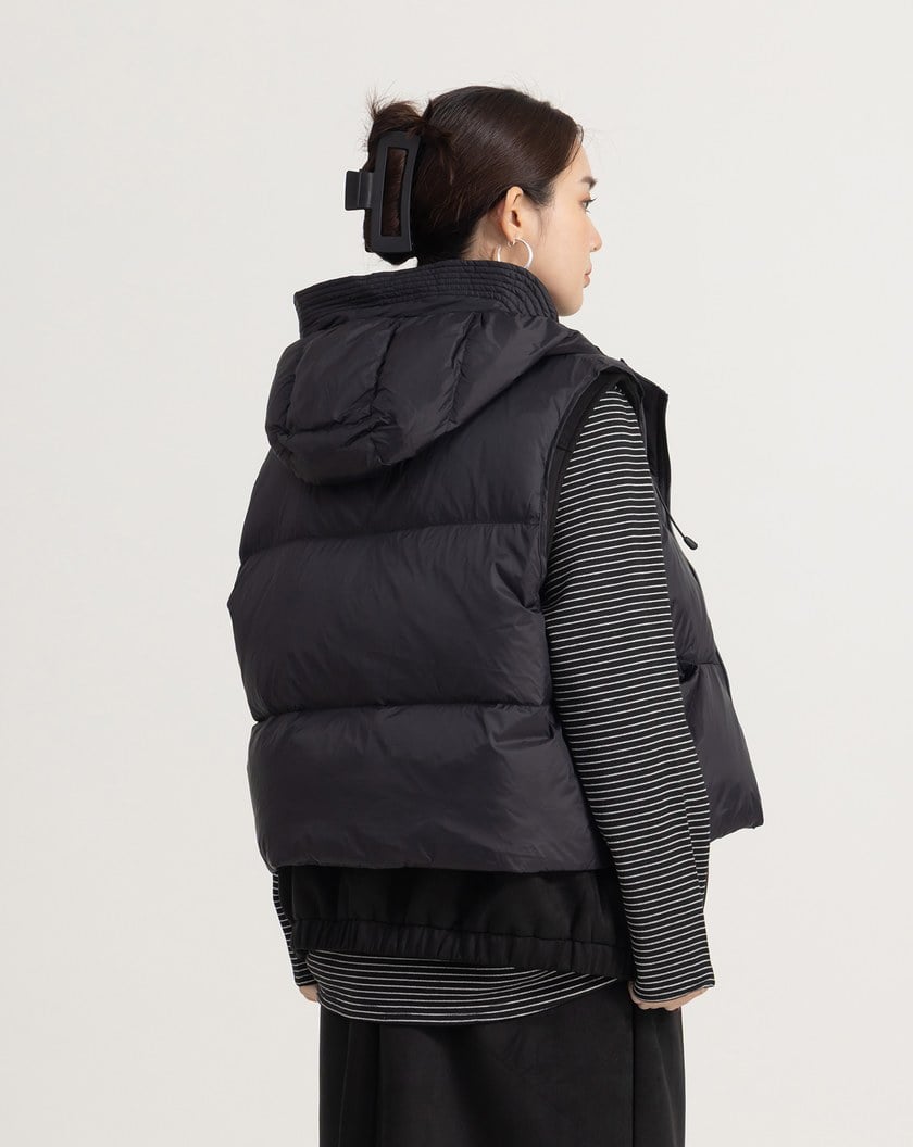 輕盈不臃腫羽絨連帽背心(三色)