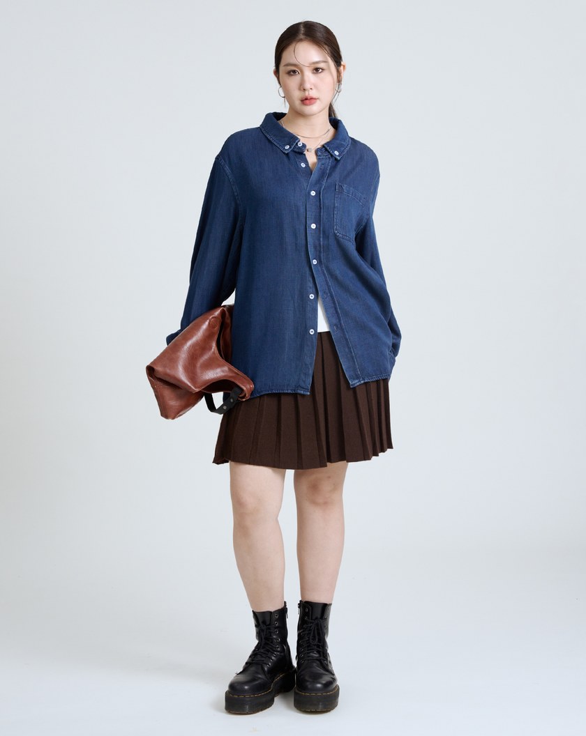 經典垂墜感天絲牛仔襯衫