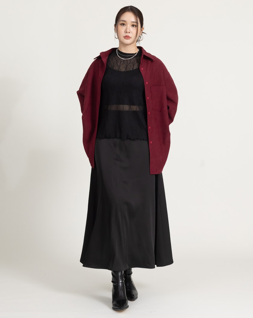 衣櫃必備緞面A字長裙