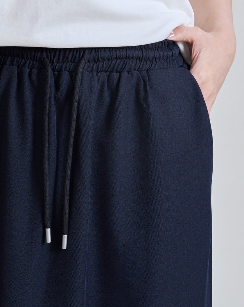 不顯臀型微正式西裝面料全腰鬆緊長裙