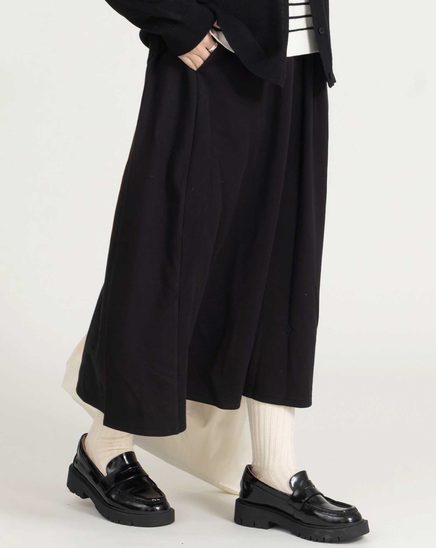 遮胯必備全腰鬆緊針織圓裙