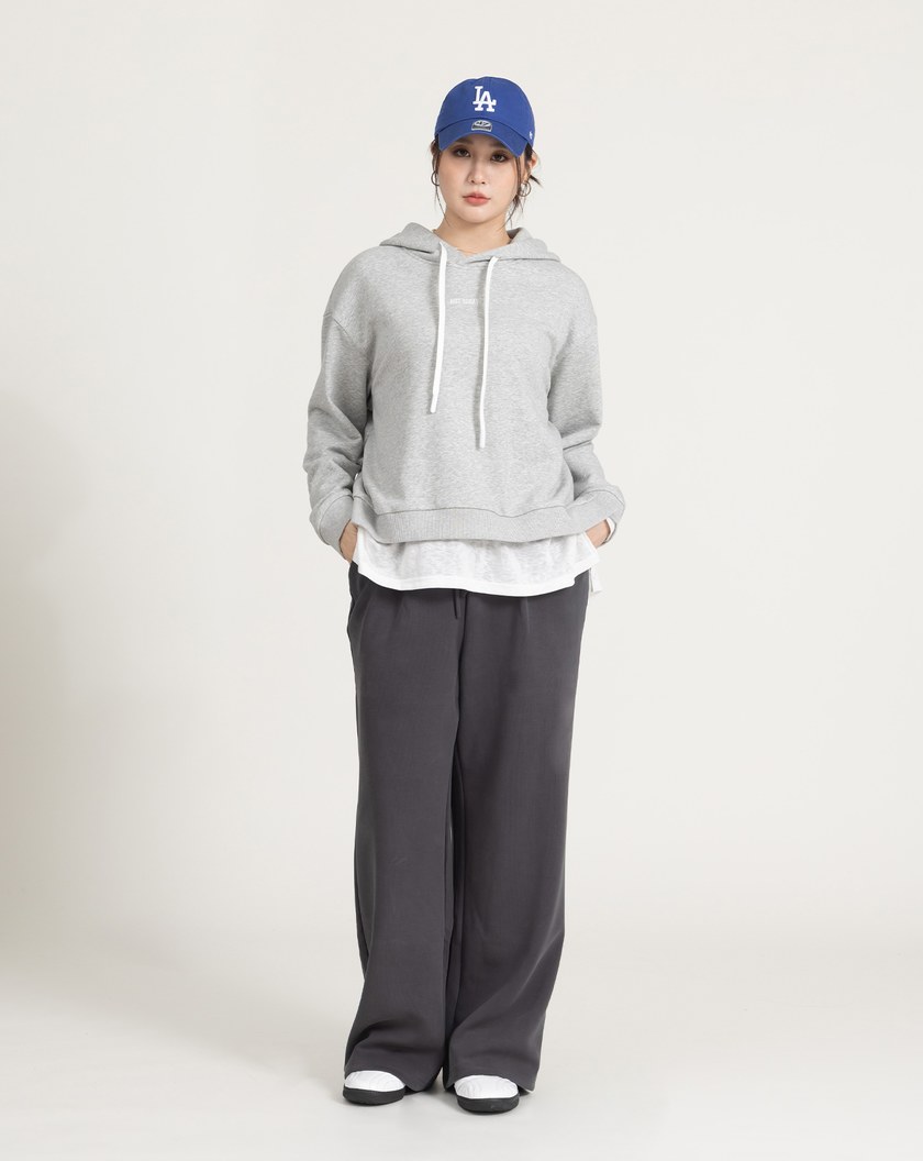 慵懶感鬆緊腰頭抽繩寬褲(兩色)