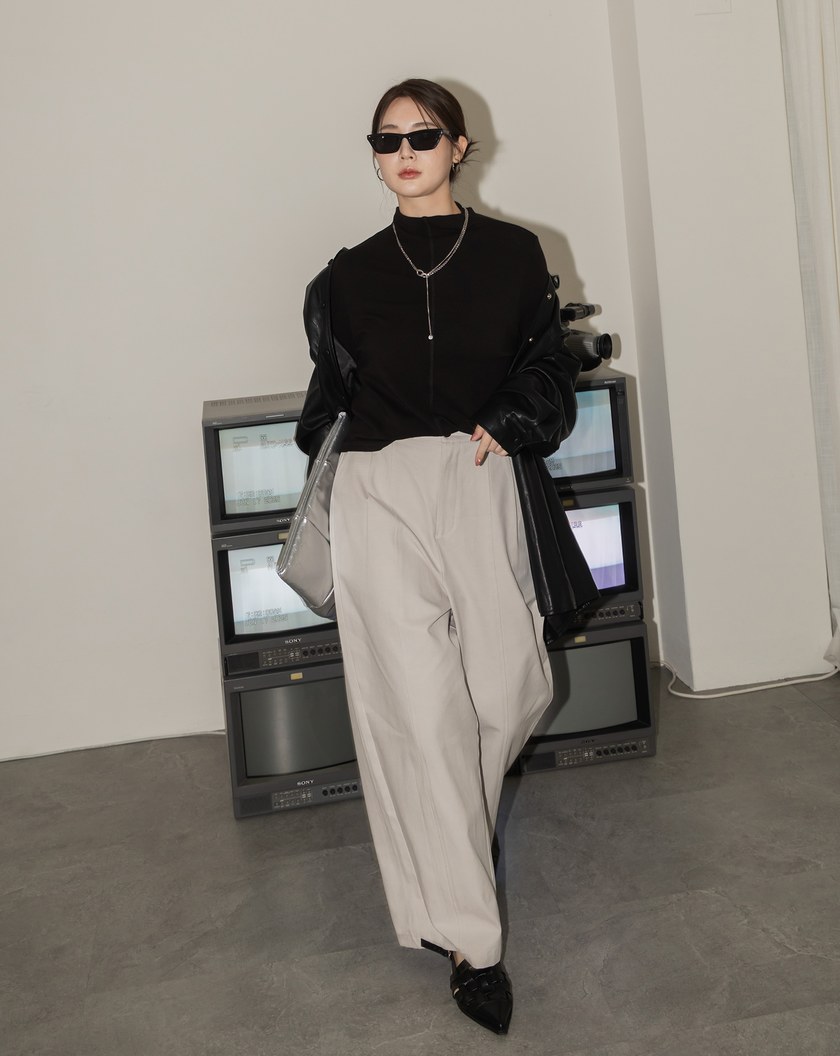 率性後腰鬆緊天絲直筒寬褲(兩色)