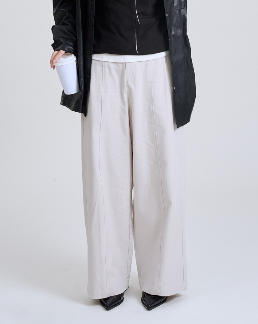 率性後腰鬆緊天絲直筒寬褲(兩色)