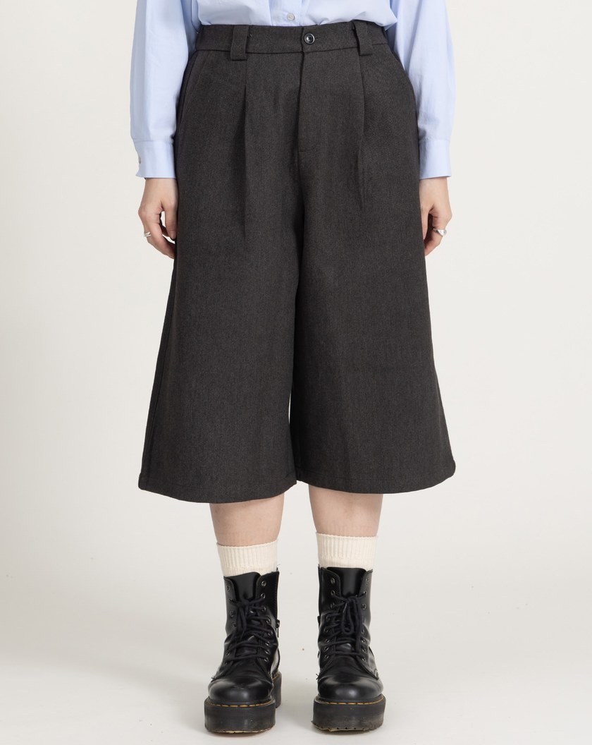 毛呢保暖寬直筒六分褲(兩色)