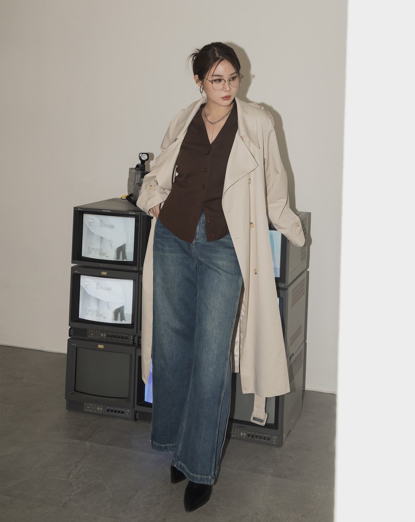 2WAY褲腳可收水洗彈性牛仔褲