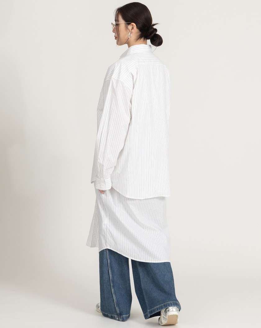 雙層設計純棉條紋襯衫洋裝(兩色)