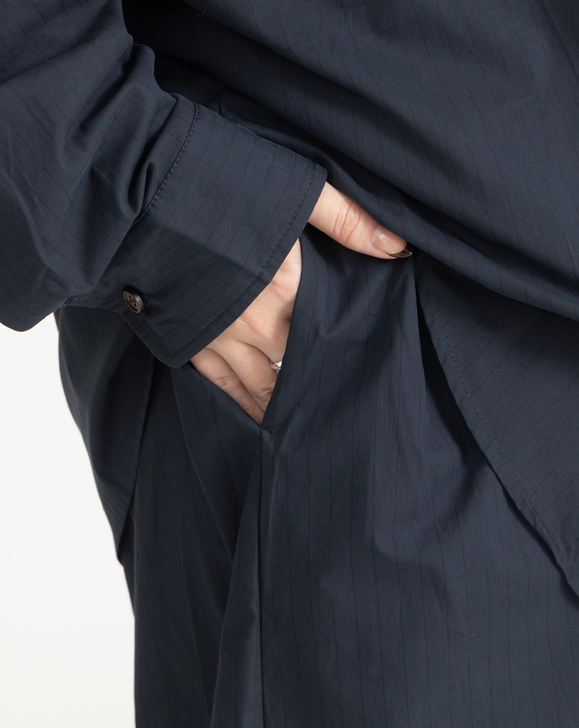 雙層設計純棉條紋襯衫洋裝(兩色)