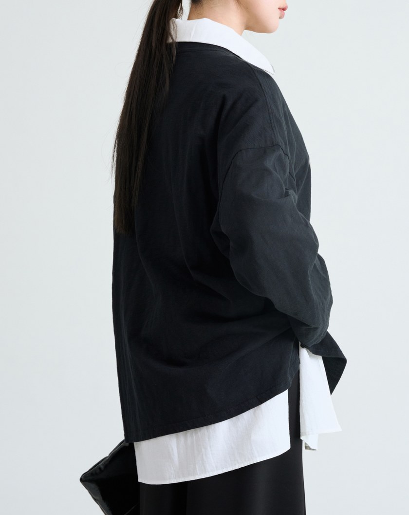 幾何圖案廓形純棉長袖T恤(三色)