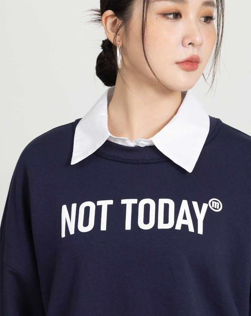 not today下擺開開衩不卡臀大學T(兩色)