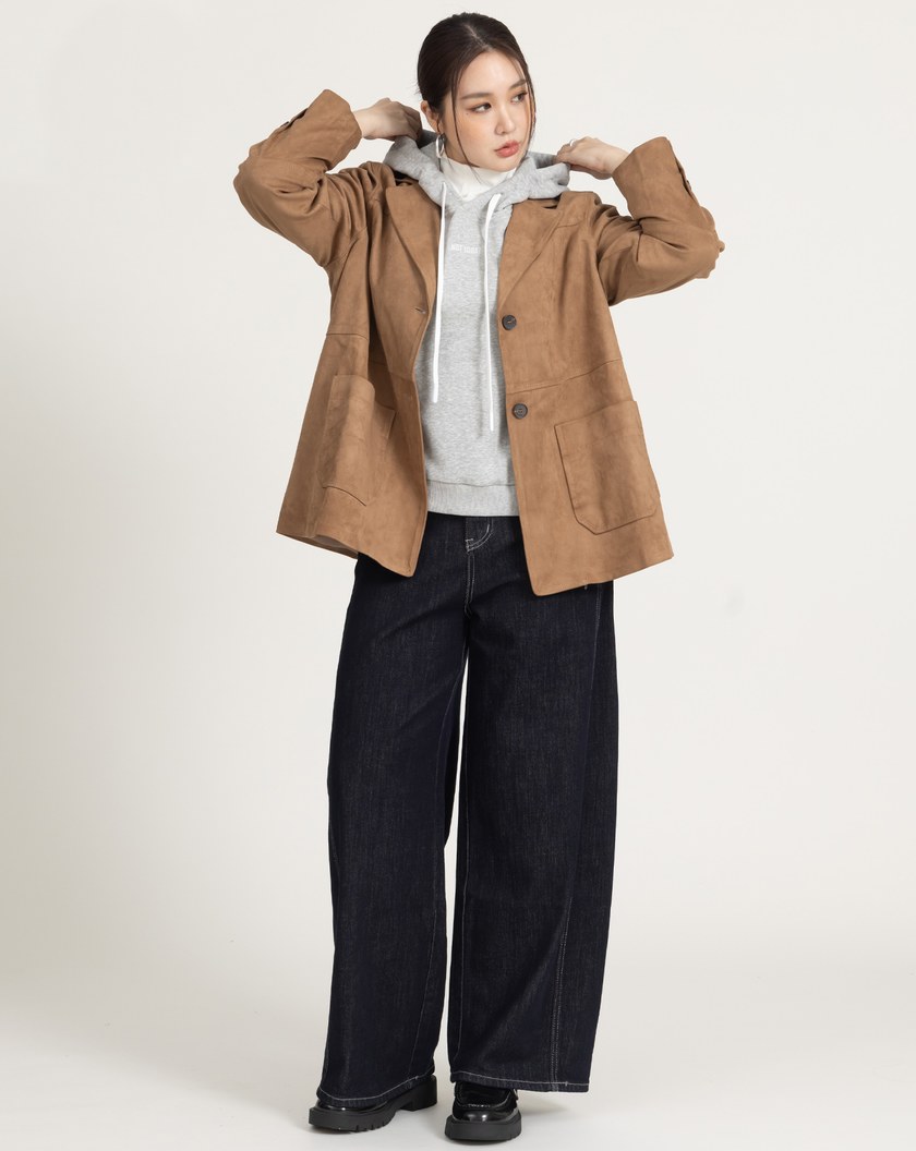 not today繡花開衩連帽大學T(兩色)