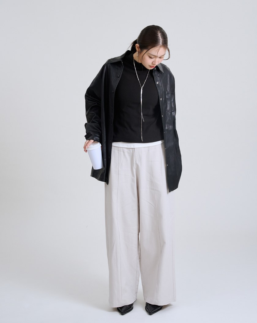 細節車線防捲立領不勒脖上衣(兩色)