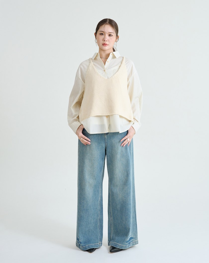 兩穿羊毛細肩帶綁帶背心(兩色)