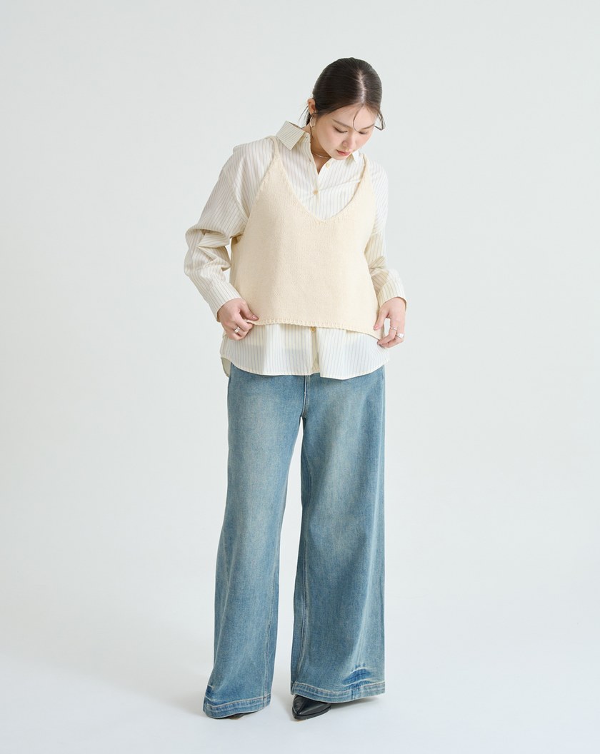 兩穿羊毛細肩帶綁帶背心(兩色)