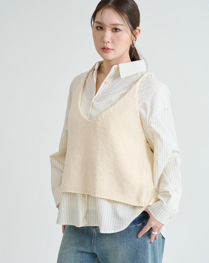 兩穿羊毛細肩帶綁帶背心(兩色)