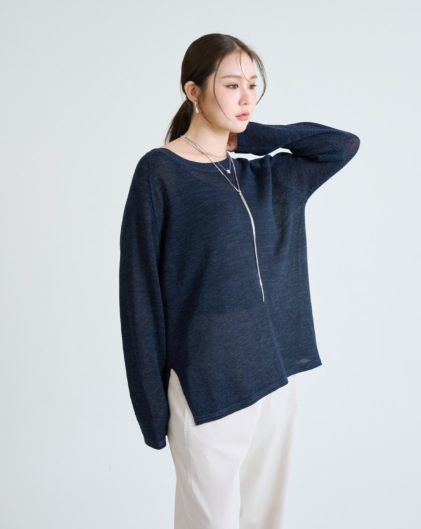 率性風針織透膚上衣(兩色)