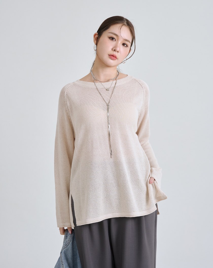 率性風針織透膚上衣(兩色)