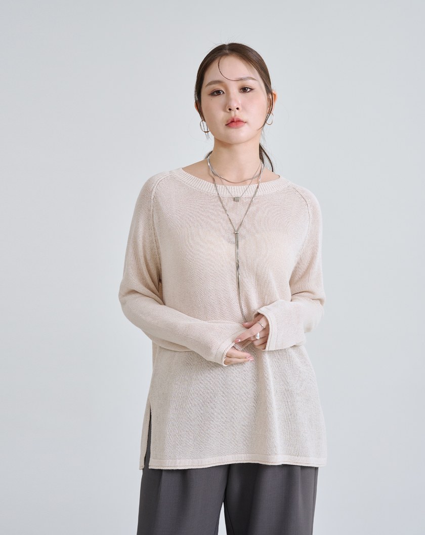 率性風針織透膚上衣(兩色)