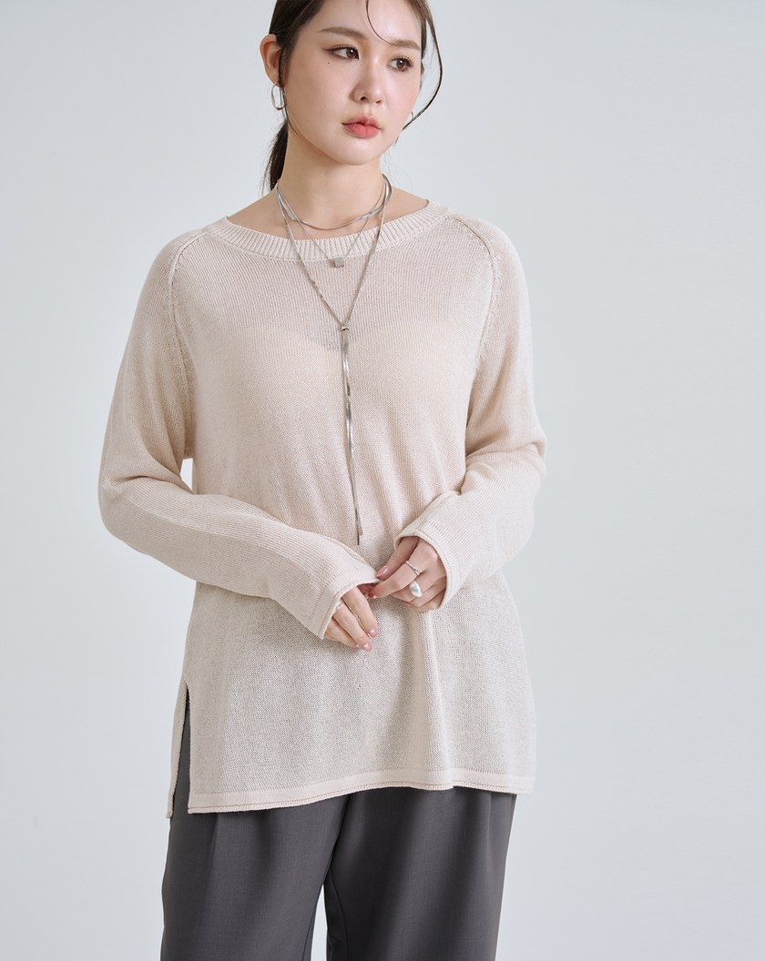 率性風針織透膚上衣(兩色)