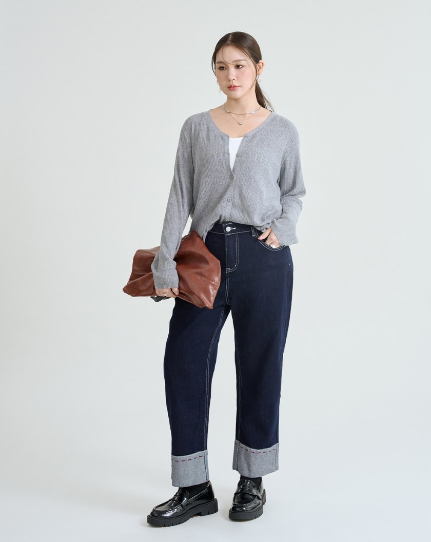 立體織紋開襟針織外套(兩色)