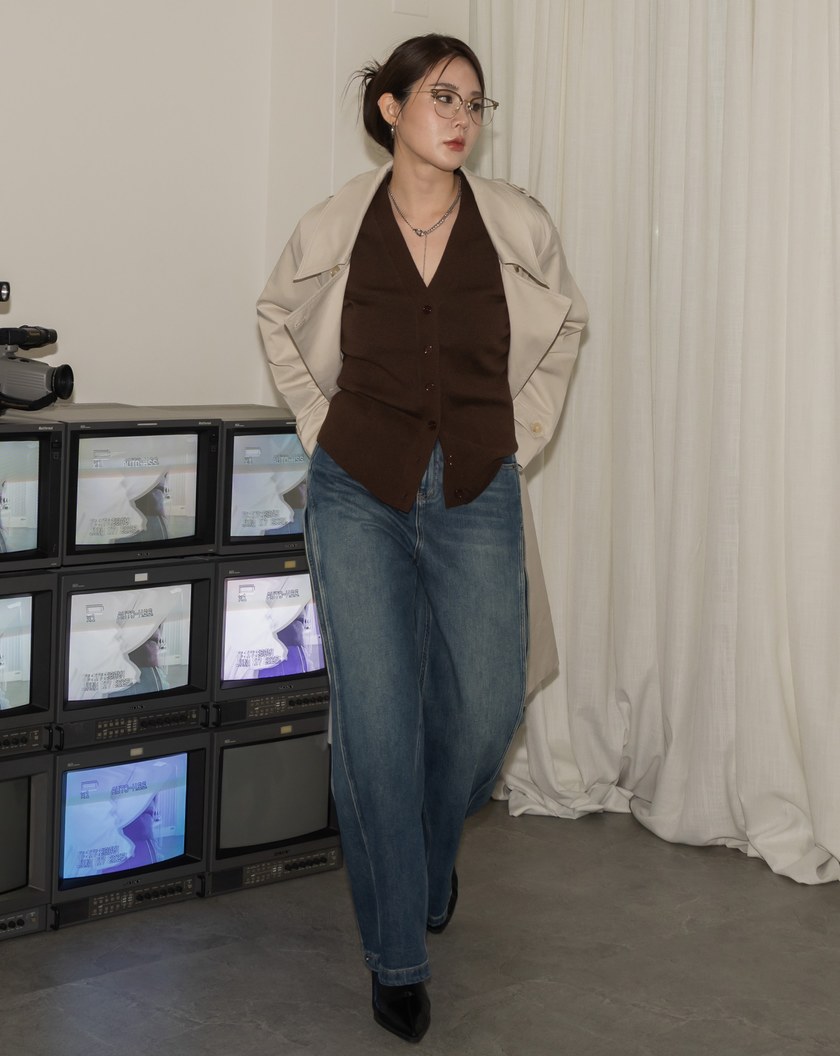 兩件式V領針織背心外套組(兩色)