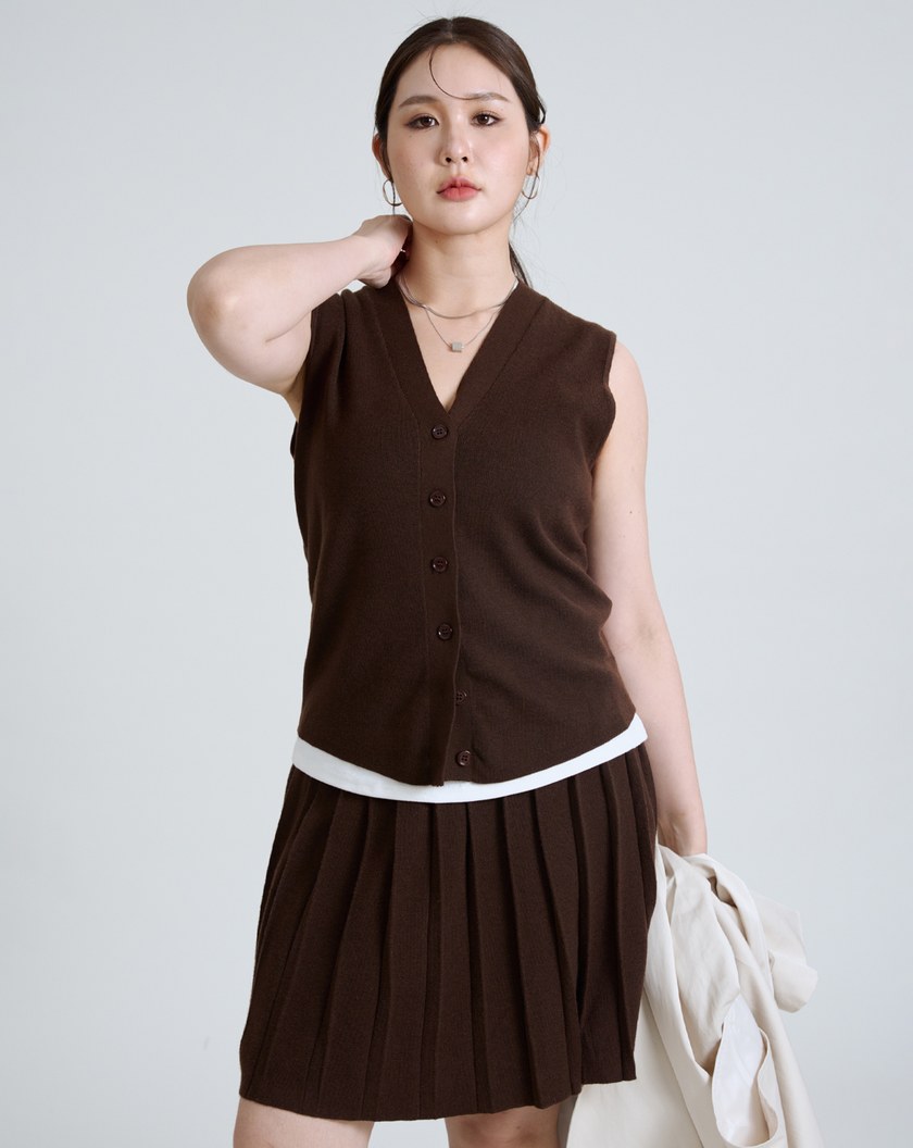 兩件式V領針織背心外套組(兩色)