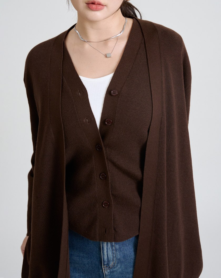 兩件式V領針織背心外套組(兩色)