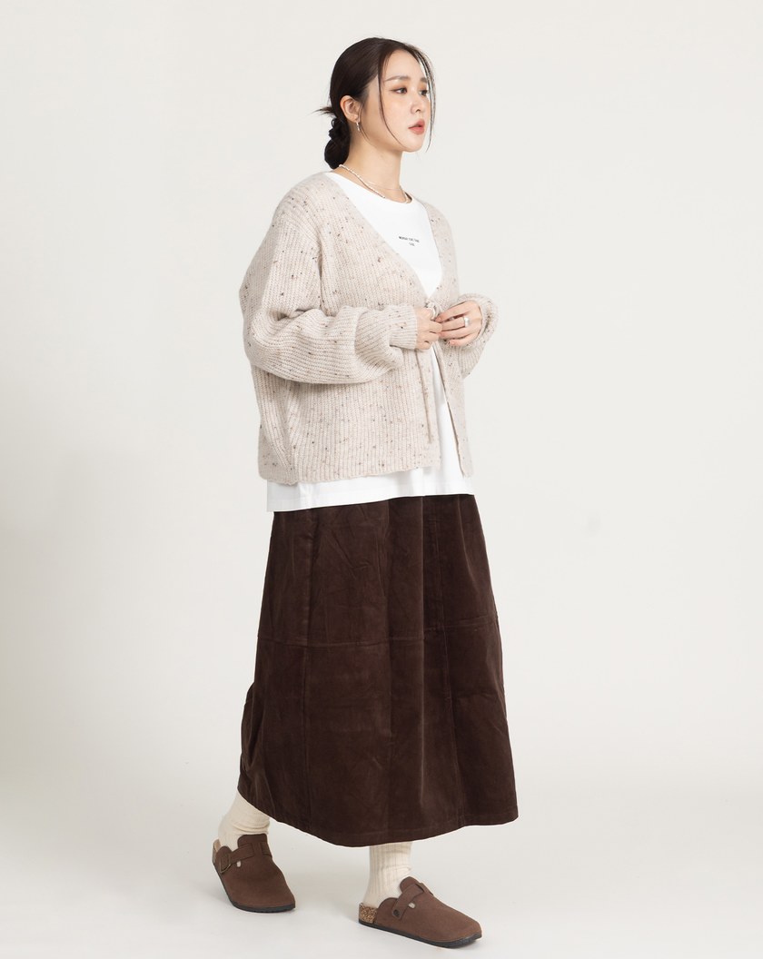 繽紛織線開襟綁帶毛衣外套(兩色)