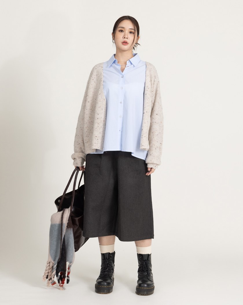 繽紛織線開襟綁帶毛衣外套(兩色)