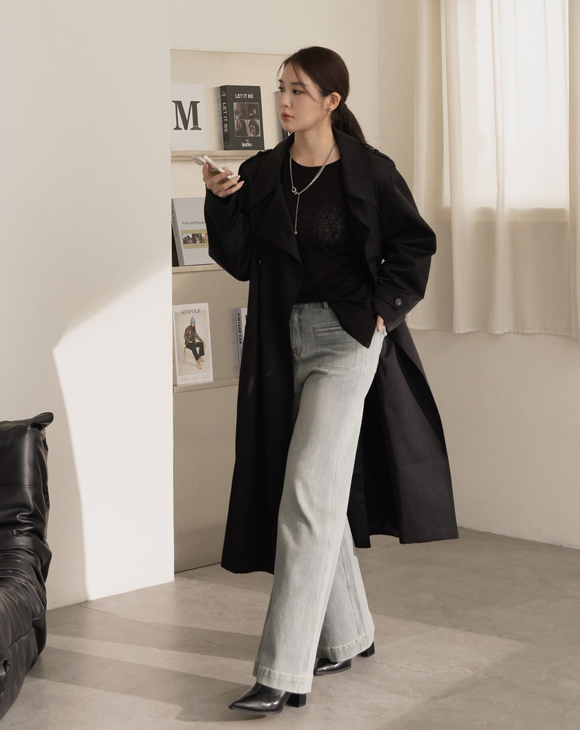 率性大翻領風衣外套(兩色)