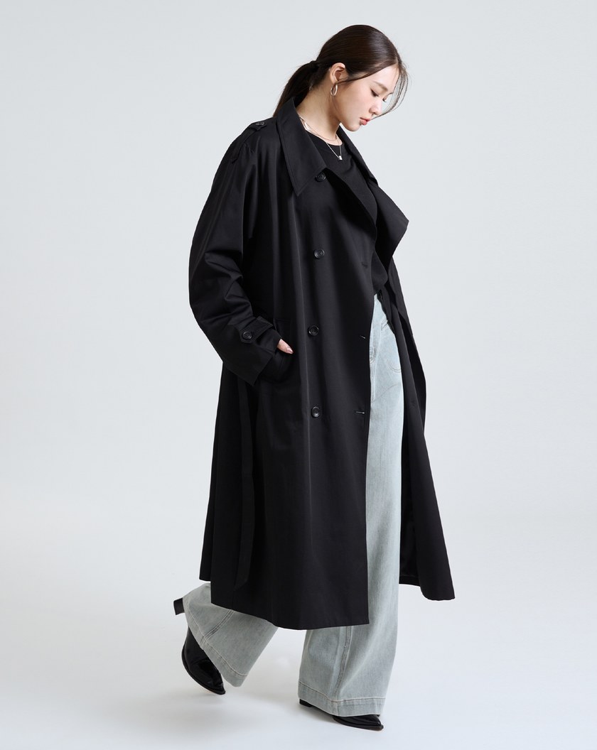 率性大翻領風衣外套(兩色)