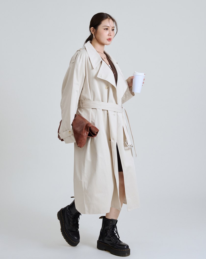 率性大翻領風衣外套(兩色)