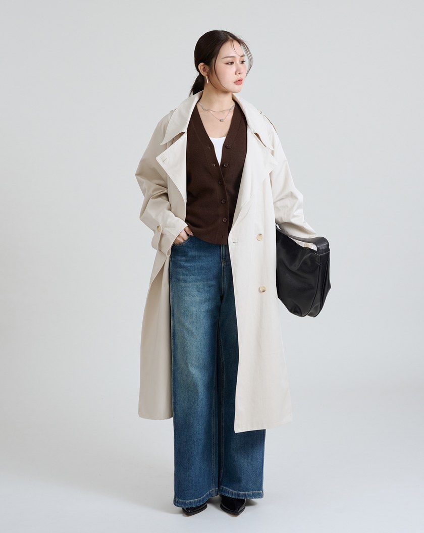 率性大翻領風衣外套(兩色)